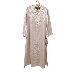 Jones New York Pink Satin Jacquard Long Nightgown M NWT Floral Lounge Sleepwear